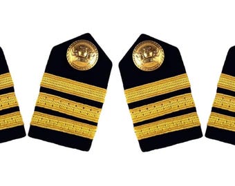 Merchant Navy Chief Officer Collar Badge 2 Pair | Uniform Accessory | Professional Emblem | Durable & Washable | Gold-Plated | Epaulet Badge