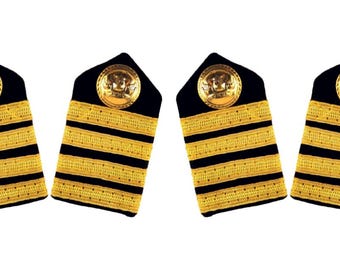 Merchant Navy Captain Collar Badge 2 Pair | Uniform Accessory | Professional Emblem | Durable & Washable | Gold-Plated | Epaulet Badge