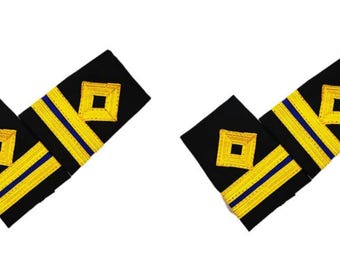 Merchant Navy Third Engineer Rank | 2 Pair Soft Epaulettes | Uniform Accessory Washable 2 Strip Gold Shoulder Epaulette