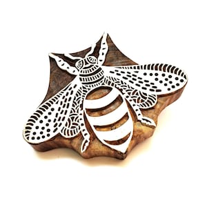 Abeja, avispón, insecto volador, sello de xilografía, impresión textil india, fabricación de tarjetas, sellos de cerámica, regalo para amantes de la naturaleza