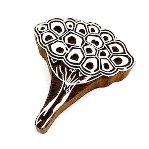 Testa di baccello di loto essiccato, fiore di loto, timbro con stampa a blocchi di legno, stampa a blocchi di tessuto indiano, creazione di biglietti, timbri per ceramica, design botanico