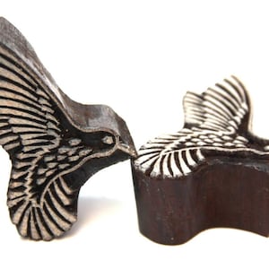 Beija-flor em voo, carimbo de xilogravura, 1 peça, impressão em bloco têxtil indiano, fabricação de cartões, carimbo de cerâmica, bloco de natureza. Carimbo de papel