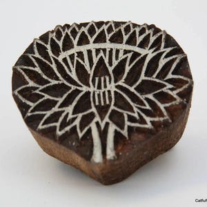 Timbro per stampa su blocchi di legno indiano con fiore di loto, 1 pz., stampa su blocchi tessili, creazione di biglietti, timbri per ceramica, timbri per henné mehindi