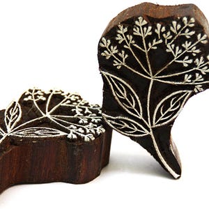 Dill, Botanisches Blumenmuster, Holzblock Stempel, Indischer Textilblockdruck, Karten- und Papierhandwerk, Ton, Keramikstempel, Stoffdruck