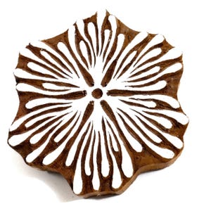 Explosión de flores abstractas, sello de impresión en madera, bloque textil indio, impresión en cartón y papel, arcilla, cerámica, diseño minimalista