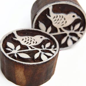 Pájaro en una rama, sello de xilografía, 1 pieza, impresión textil india, fabricación de tarjetas, sello de cerámica, bloque de naturaleza, pinzón, gorrión