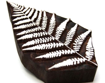 Fern Leaf Wood Block Stamp: Floral Textile Printing, Large Size