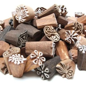 Timbri in miniatura per stampa su legno indiano, stampa su blocchi di tessuto, stampa su carta, artigianato, timbri per ceramica, blocchi assortiti,