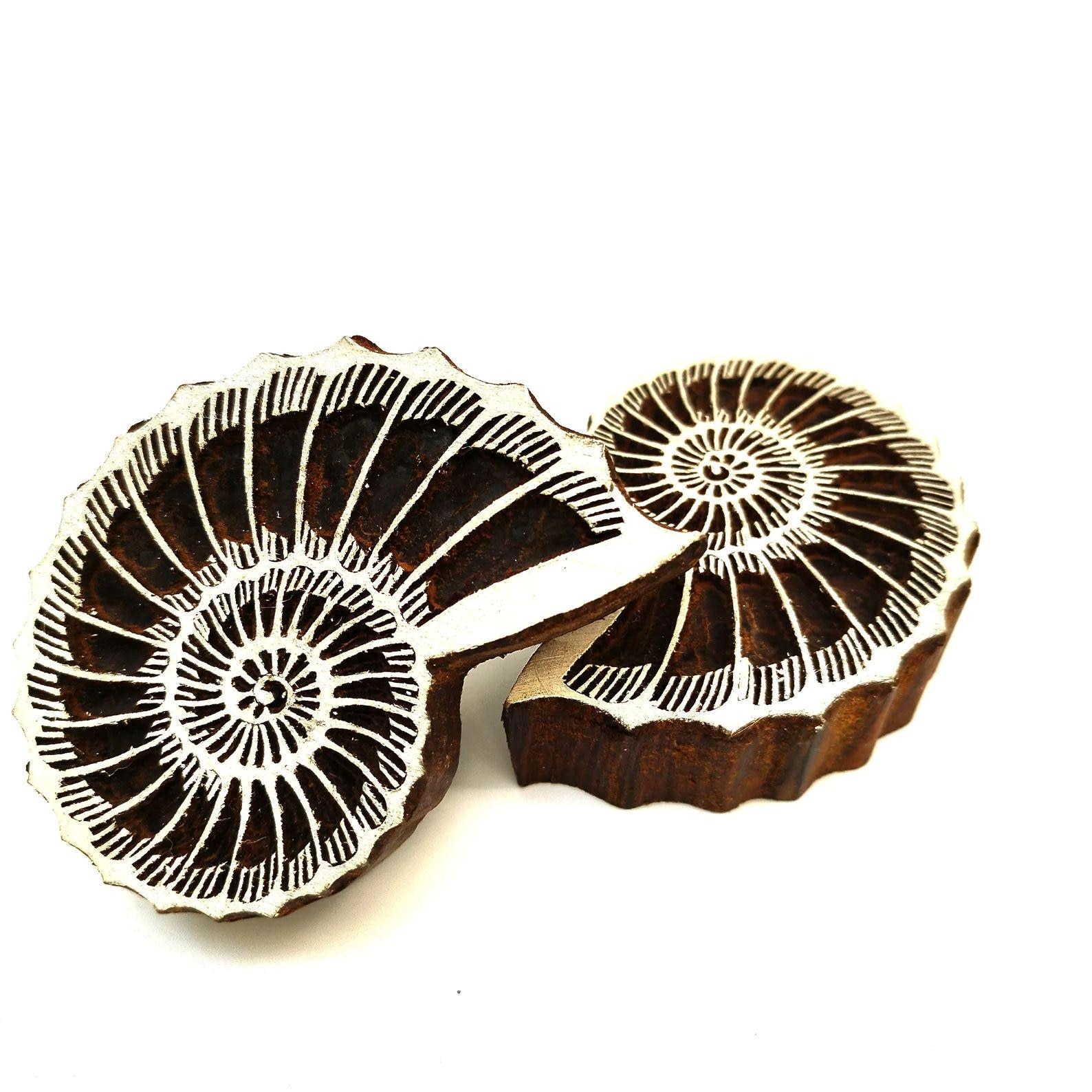 Nautilus Shell Wood Block Stamp: Large Nautical Design (4x2 Inch) - Etsy