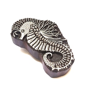 Seahorse Wood Block Print Stamp, Indian Textile Block Printing, Card & Paper,Ceramic Pottery Stamps, Nautical Ocean Theme, Nature Block