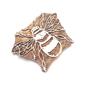 Abeja, abejorro, sello de madera, impresión en bloque de textiles de la India, fabricación de tarjetas, sellos de cerámica, regalo para amantes de la naturaleza