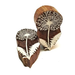 Impresión en bloque de tela india, diseño floral de diente de león, sello de xilografía, fabricación de tarjetas, sello de cerámica de arcilla, regalo para amantes de la naturaleza