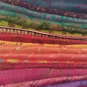Saree Fabric,Recycled Silk Sari Fabric Fat Quarter, Embellishment Material