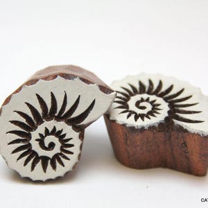 Nautilus, Ammonite, Indian Wood Block, Card Printing Stamp, Block Printing Indian Textile Stamp, 1 Pc. Pottery Stamps, Nautical Design