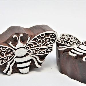 Abeja, abejorro, sello de madera, impresión en bloque de textiles de la India, fabricación de tarjetas, sellos de cerámica, regalo para amantes de la naturaleza