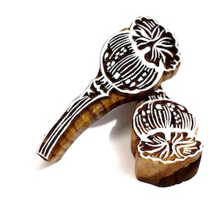 Vagens de papoula secas, cabeça de flor, carimbo de impressão em bloco de madeira, 1 peça, impressão em bloco de tecido, fabricação de cartões, carimbo de argila e cerâmica, design botânico