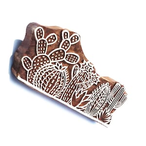 Kaktus und Sukkulente Bordüre Stempel, Holzblock Druck, Stoff Handblock Druck, Karte, Papier, Southwestern Design, Keramik Stempel,