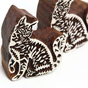 Sello de madera con estampado de gato, 1 unidad, impresión textil, fabricación de tarjetas, impresión en papel, gatito, gato atigrado, regalo para amantes de los gatos