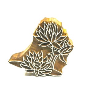 Lily Pad, Indian Wood Block Print Stamp, Botanical Designs, Floral Textile Block Printing, Card Making, Paper Printing, Pottery Stamps