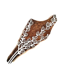 Tampon indien pour impression sur bois, Impression textile, Fabrication de cartes, Impression sur papier, Grande feuille florale, Tampons en argile et poterie