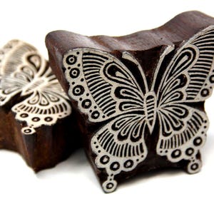 Borboleta, Carimbo de Bloco de Madeira, 1 Pc., Impressão em Bloco Têxtil Indiano, Fabricação de Cartões, Carimbos de Cerâmica, Design da Natureza. Carimbo de Papel