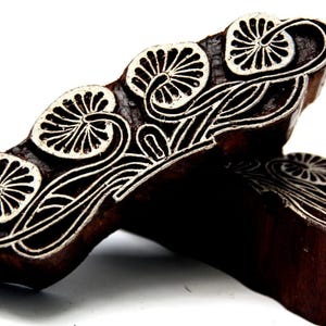Almofada de nenúfar, borda de flores, carimbo de madeira indiana, 1 peça, impressão em bloco têxtil, fabricação de cartões, impressão em papel, carimbos de cerâmica