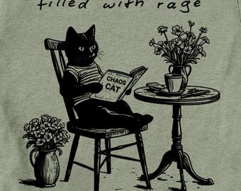 Filled With Rage Cat Shirt, Funny Cat Meme T-Shirt, Vintage Unhinged Cat Tee, Silly Cat Graphic Shirt, Weird Humor Unisex Shirt