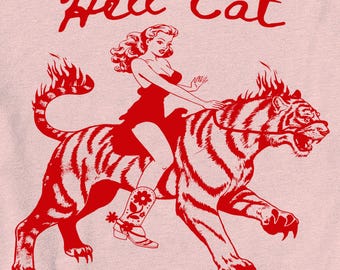 Vintage Cowgirl Hell Cat T-Shirt - Retro Cowgirl Western Shirt - Aesthetic Tee - Tiger Shirt - Funny Trendy Shirt - Gift for Her or Him