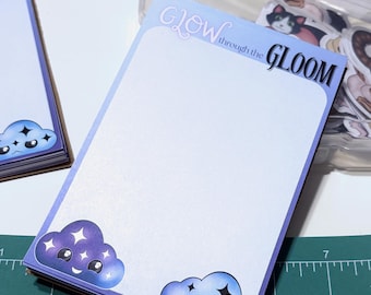 glow through the gloom memo pad | purple and blue notepad | 3in x 5in pad, 50 sheets