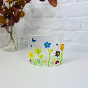Handmade Fused Glass Art: Wildflower Garden Mantle Decor