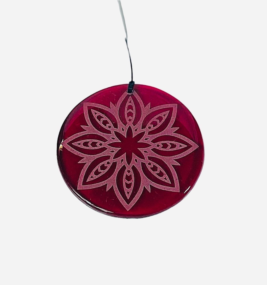 Etched Mandala Fused Glass Suncatcher: Ruby Red Boho Art - Etsy