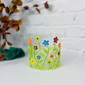 Fused Glass Wildflower Meadow Art: Handmade Nature Lover Gift