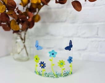 Handmade Fused Glass Art: Wildflower Meadow Decor