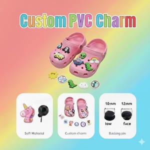 Custom Shoe Charms – Personalized PVC/ Silicone Charms with Button Backing – Unique Shoe Accessories for shoe charm, Bags & More