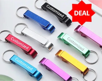 Llavero abrebotellas personalizado grabado con láser: regalos de fiesta