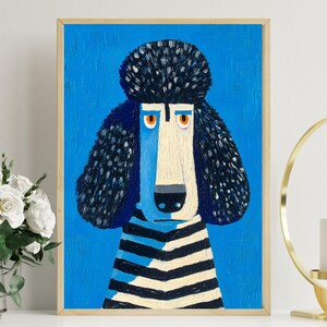 Impresión artística de caniche, elegante póster con retrato de perro, decoración de pared moderna de caniche, elegante ilustración de mascota, regalo para amantes de los perros y fanáticos del diseño.