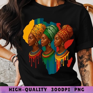 Schwarze Afrikanerin PNG, Juniteenth Afrikanische Königin PNG - Afrozentrische Frau Clipart, Black Pride Sublimation, Melanin Kunst, afrikanisches Erbe