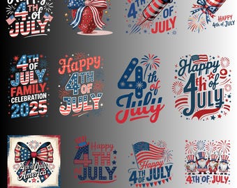 4 juli PNG Clipart-paket – Patriotiska mönster (digital nedladdning)