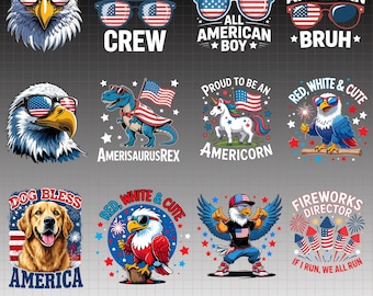 4th of July Kids PNG Bundle – Patriotic Clipart Designs (Digital Download)