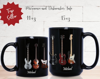 Personalized Name, Bass Guitar Mug, Bass Player Gifts, Musician Mug, Music Gift, Gifts For Bassists, Bassist, Musician Gift, Classic Bass