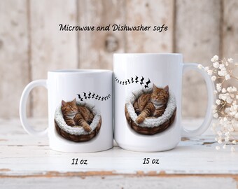 Resting Cat--Cat Lover and Music Lover 11oz or 15 oz White Ceramic Mug