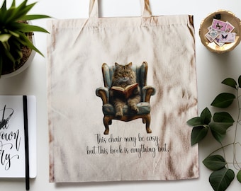 Cat Canvas Tote Bag--This Chair May be Easy, But...