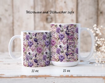 M A M A---Caneca do Dia das Mães--Presente para a Mãe com Nome(s) Personalizado(s)--MAMA Com Rosas