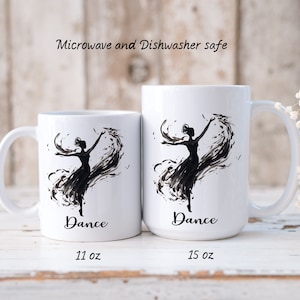 Dance Coffee Cup--11oz or 15 oz White Ceramic Coffee Mug For Dancers