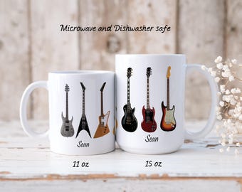 Personalized Name Guitar Mug, Guitar Gifts, Musician Mug, Music Gift, Guitar Gift Ideas, Guitar Player, Guitar Teacher Gift, Musician Gift