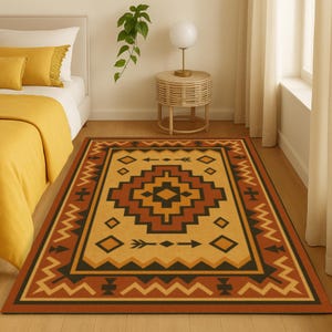Southwestern Geometric Area Rug: Washable Non-Slip Boho Decor