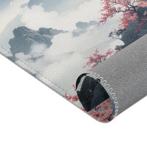 Japanese Zen Rug | Sakura Blossom, Mountain Landscape image 4