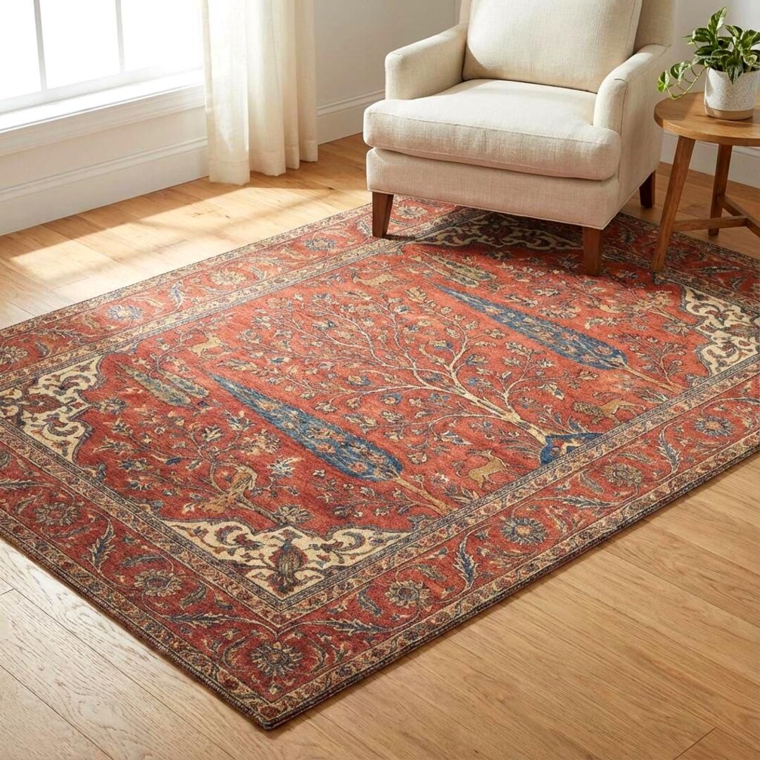 Red Tree of Life Area Rug Classic Nature Inspired Home Decor - Etsy