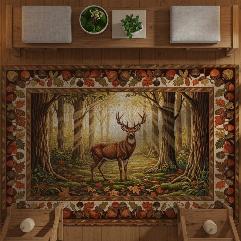 Deer Area Rug: Rustic Cabin Lodge Nature Decor Woodland Accent Rug - Etsy