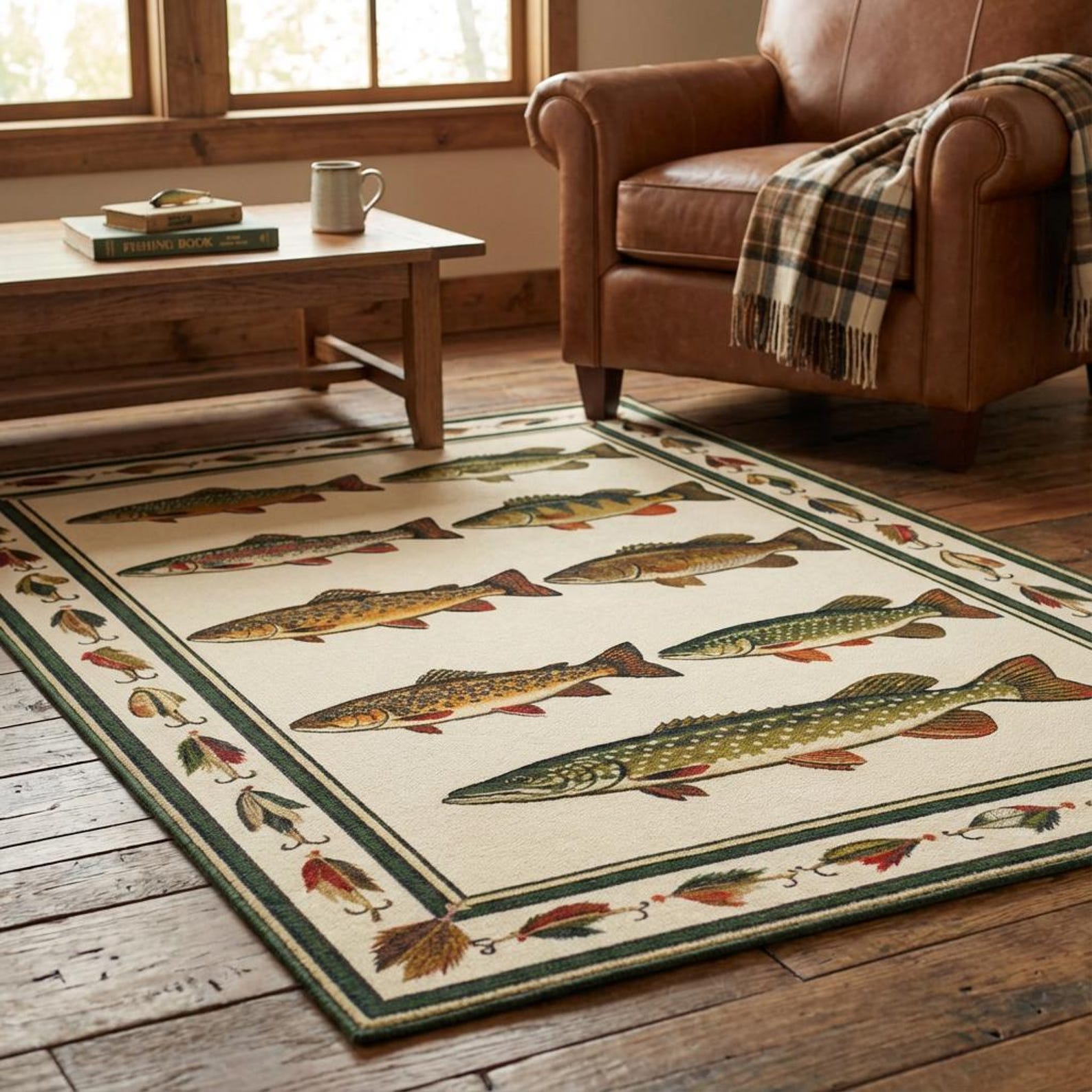 Fish Area Rug | Rustic Lake House Cabin Decor - Etsy